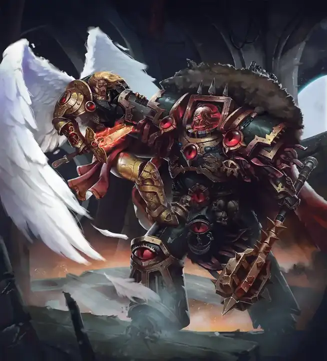 Horus and Sanguinius. Warhammer fan art. by Vitaly Perevoshikov